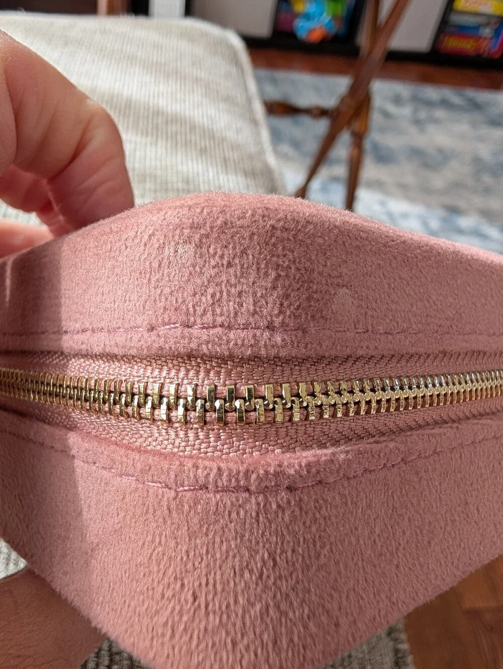 Benevolence Los Angeles Travel Jewelry Zip Case Dusty Rose Mauve Suede